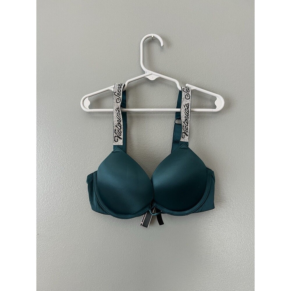 Victoria’s Secret Bombshell Plunge Shine Strap Push Up Size 32B
